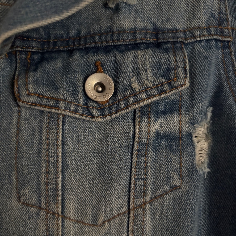 Cavalini Light Blue Distressed Denim Jacket - Picture 5 of 7